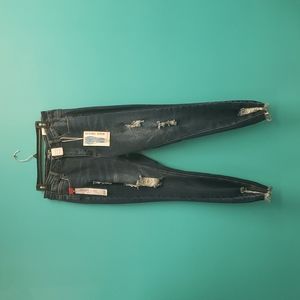 PLUS Dark Distressed Skinny Jeans by Wax Jean